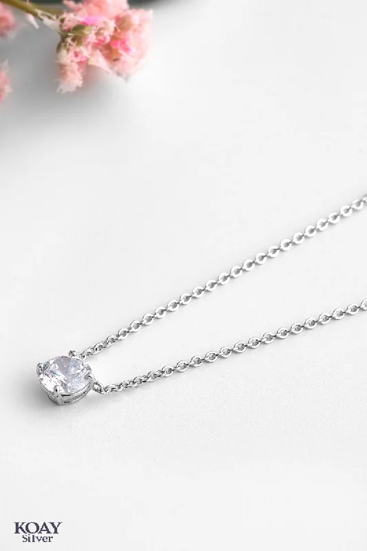 women’s elegant necklaces -Single Zircon (03) Necklace