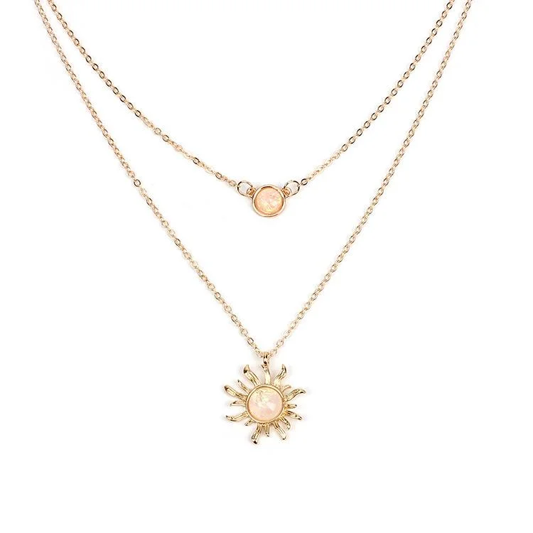 statement chain necklaces for women -Sunflower Opal Layered Necklace