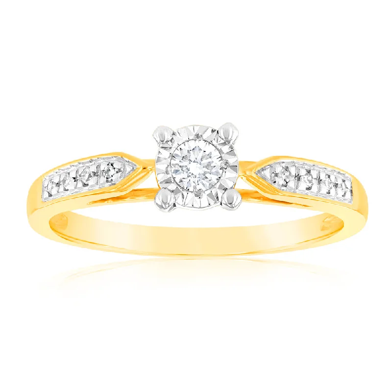 women’s vintage gold engagement rings -Luminesce Lab Grown 9ct Yellow Gold 1/10 Carat Diamond Ring