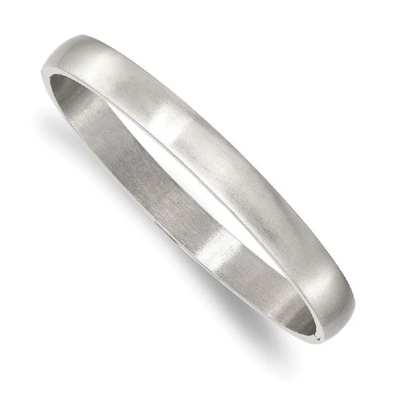 women’s leather bracelets -Stainless Steel Brushed and Polished 8mm Hinged Bangle