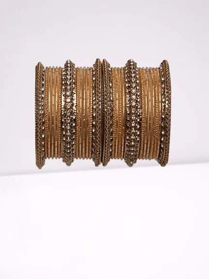 chic bracelets for women -Gold Kada Bangle Set with stone work , Wedding bangles, Indian Jewelry