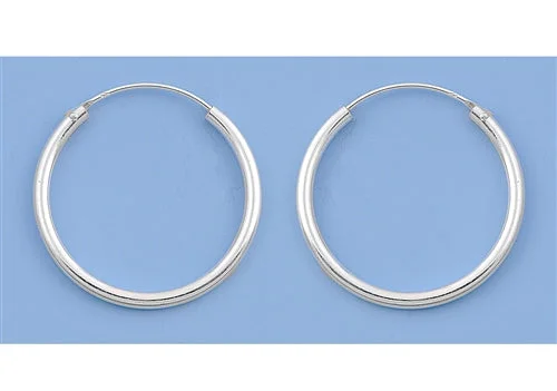 women’s feather earrings -CH20-025 Classic 25mm, 1 inch 925 Silver Continuous Hoop Earrings