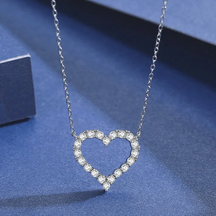 trendy statement necklaces for women -Heart Pendant Necklace in Sterling Silver