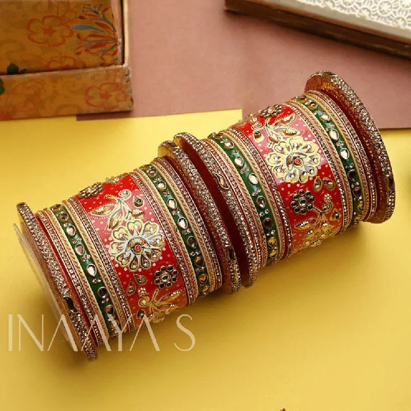 fashion bracelets for women -Rajwadi chuda, Dulhan Bridal Art Stones Bangles Set