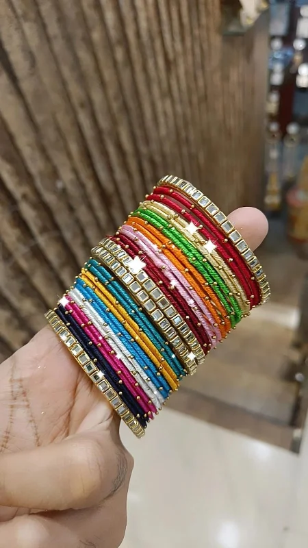 luxury bracelets for women -Festive Multicolor Bangles Stack Delight Pakistani Jewelry