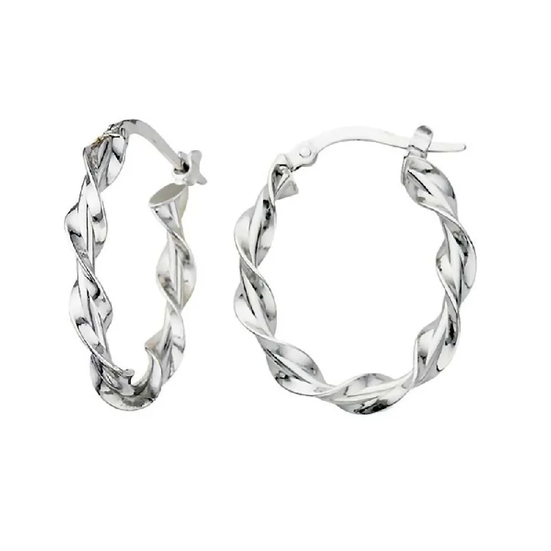 women’s birthstone earrings -Greg Anthony Italian Twist Hoop Earrings 14K White Gold