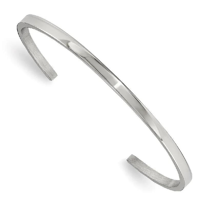 women’s gemstone bangles -Stainless Steel Polished 3mm Cuff Bangle