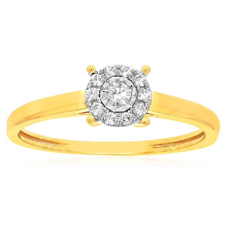 diamond solitaire engagement rings for women -9ct Yellow Gold 0.10 Carat Diamond Ring