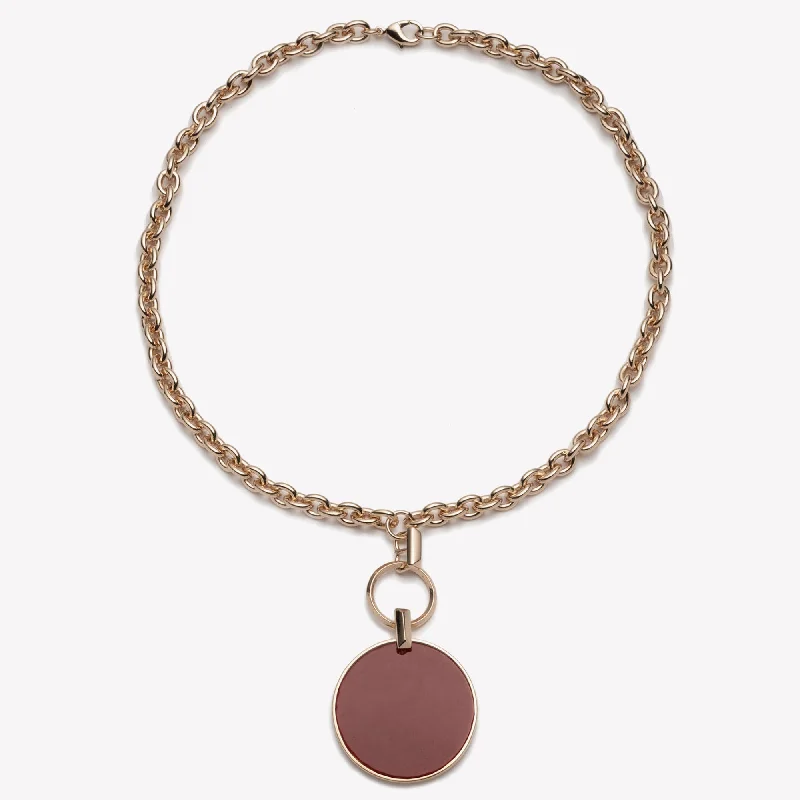 women’s luxury chain necklaces -INLAID IOS PENDANT NECKLACE - CARNELIAN