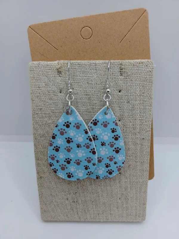 women’s flower earrings -Blue Paw Print Earrings