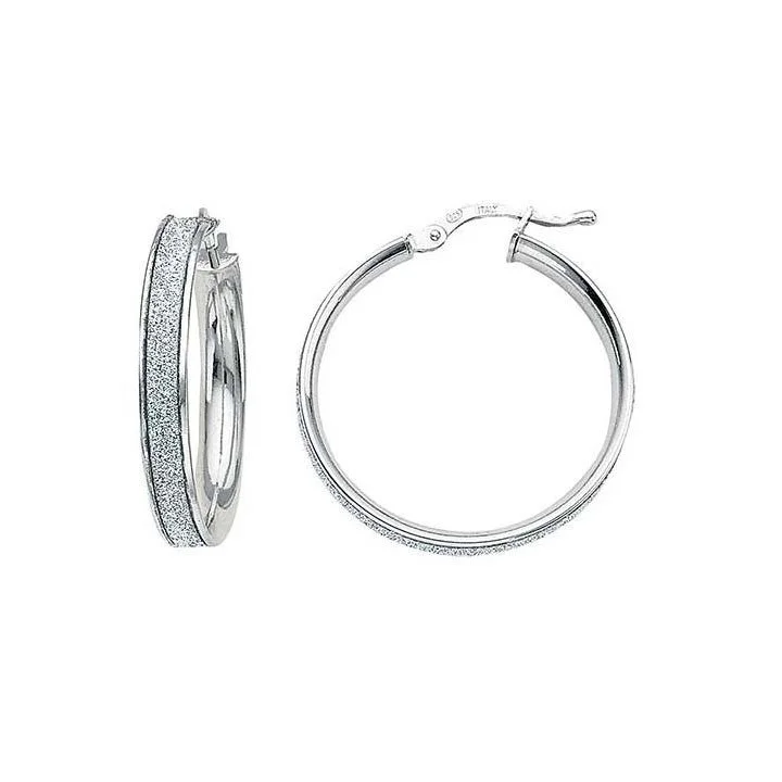 women’s vintage gold earrings -Greg Anthony Italian Glitter Hoop Earrings Lg 925 Sterling Silver