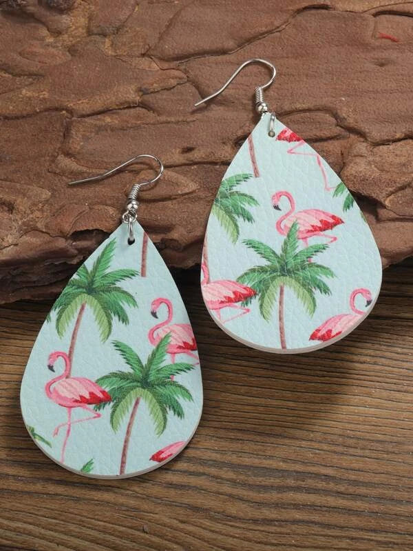 women’s tassel earrings -Flamingo & Palm Tree Earrings