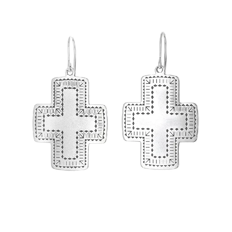 women’s statement gemstone earrings -Southwest Cross Earrings