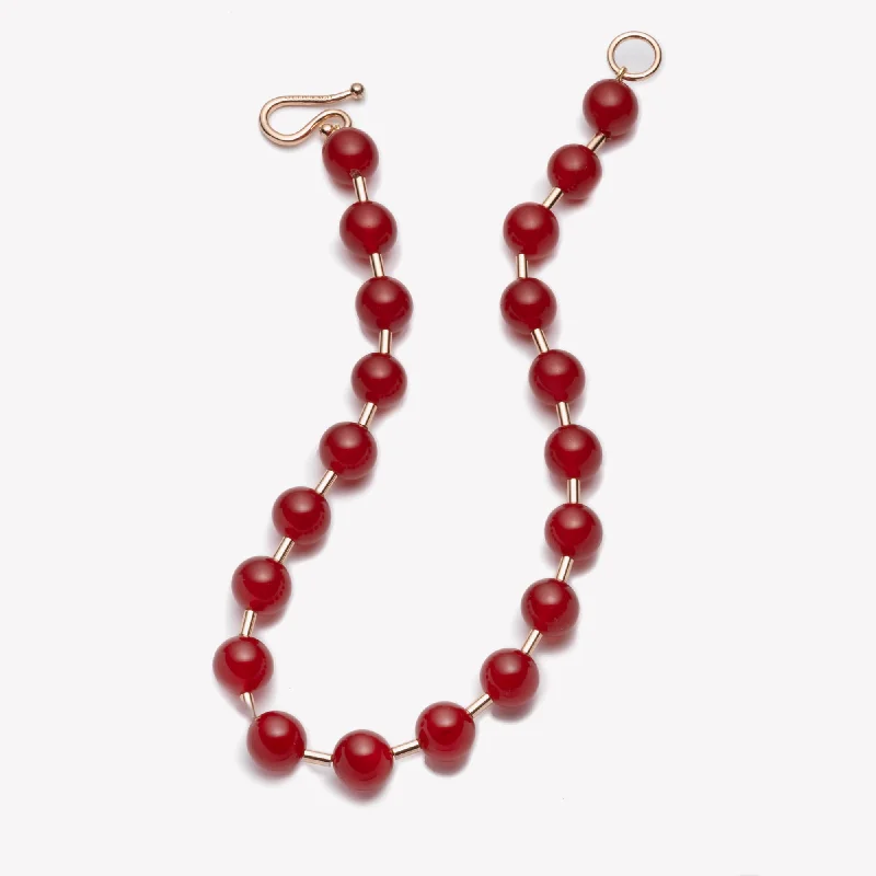 unique pendants for women’s necklaces -BEADED BALL CHAIN NECKLACE - CARNELIAN