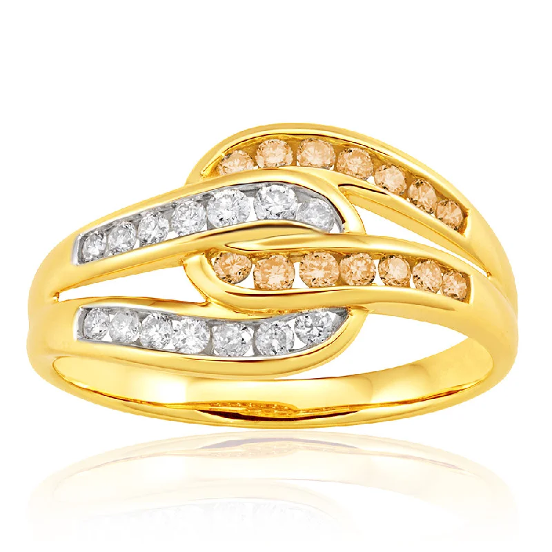 women’s engagement rings with rubies -Australian Diamond 9ct Yellow Gold 1/2 Carat TW Loop Diamond Ring