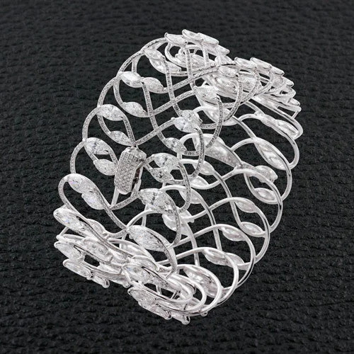 women’s gemstone bangles -Diamond Openwork Bangle