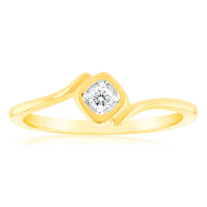 women’s bespoke engagement rings -Luminesce Lab Grown Single Diamond Ring In 9ct Yellow Gold