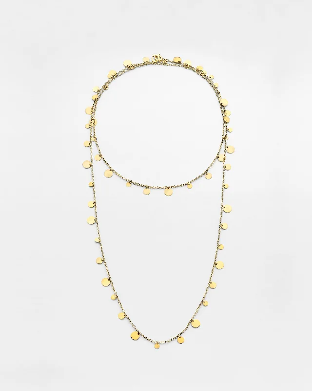 women’s crystal pendants -Sliced Gold Disc Necklace