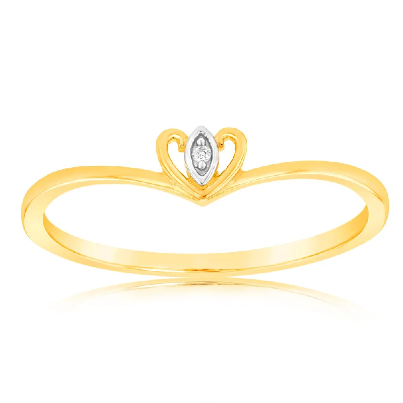 women’s dual-tone engagement rings -9ct Yellow Gold With 1 Brilliant Cut Diamond Ring