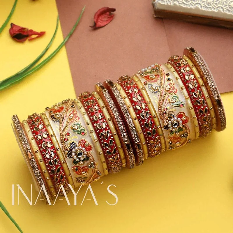 women’s friendship bracelets -Traditional Rajwadi chuda, Bridal chuda, Dulhan Bridal Gold Beaded Bangles Set For Women and Girls, Jaipur Rajasthani Indian chura Set