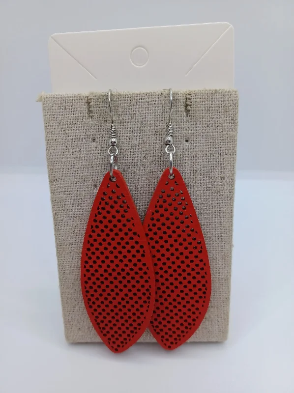 women’s diamond earrings -Red Wooden Cutout Earrings