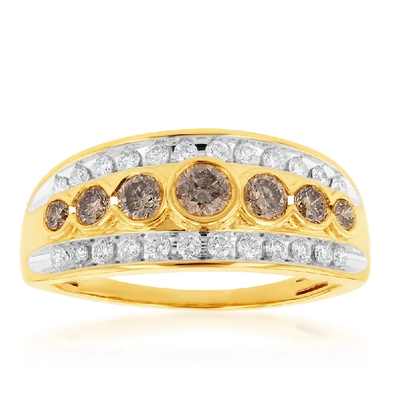 women’s halo engagement rings -9ct Yellow Gold 1 Carat Diamond Ring with Australian Diamonds