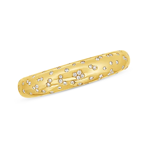 trendy bangles for women -Yellow Gold & Scattered Diamond Bangle