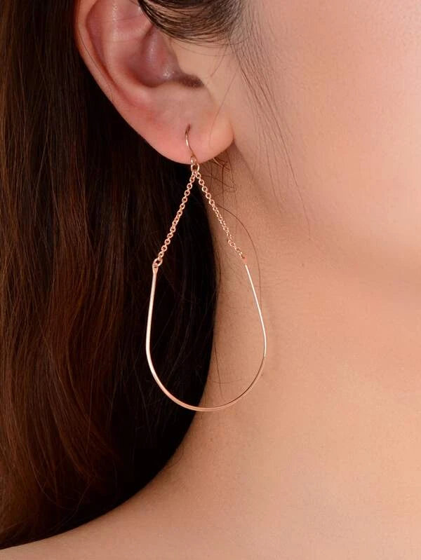 women’s spiral earrings -Dainty Rose Gold Drop Style Earrings