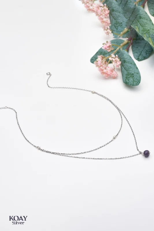 women’s birthstone pendants -Purple Stone Necklace