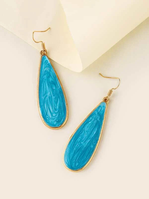 women’s chandelier drop earrings -Blue Marbled Style Earrings