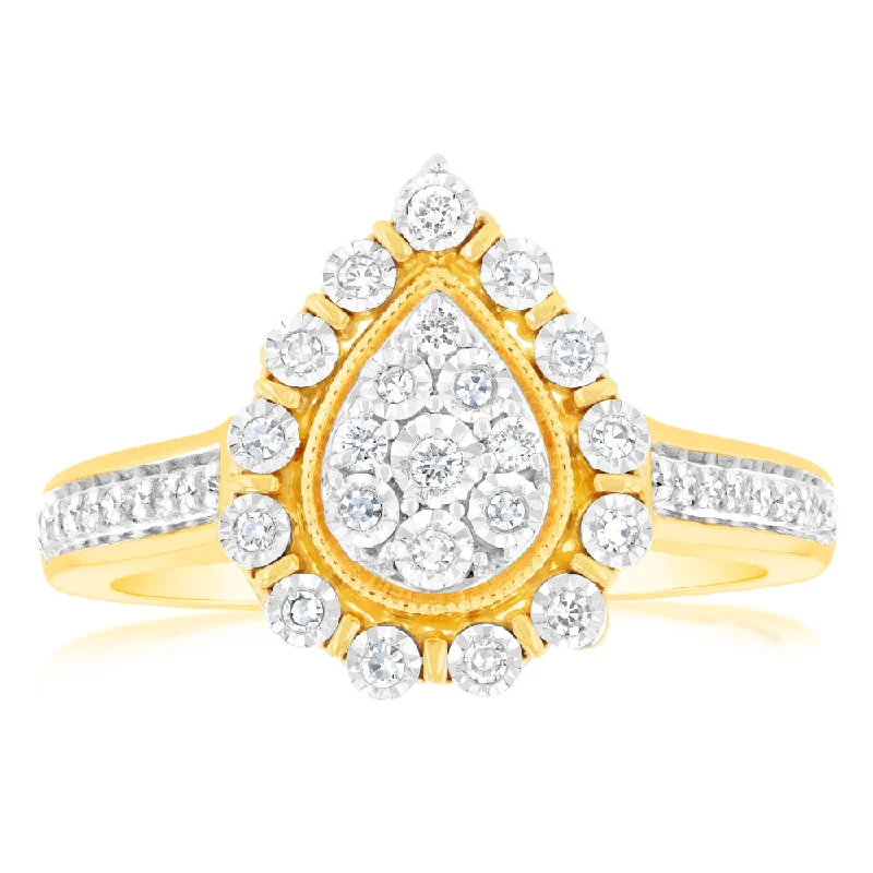 handmade engagement rings for women -Luminesce Lab Grown 1/5 Carat Diamond Ring in 9ct Yellow Gold