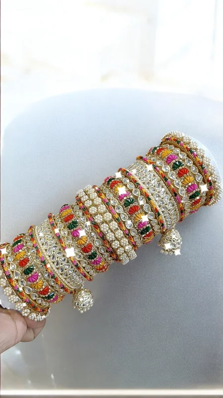 pearl bangles for women -Pearl Bridal Bangle Chura Set, Bridal Chura, Wedding bangle set, Indian jewelry gift, Bridal bangles, Kundan Jewelry, Pearl Kadas