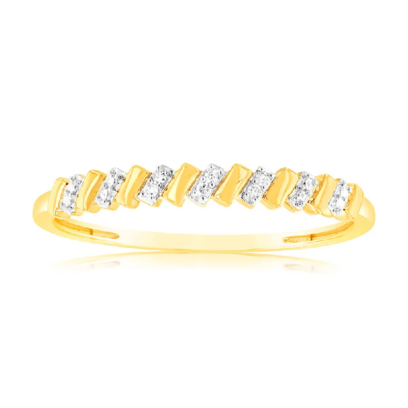 classic engagement rings for women -9ct Yellow Gold Diamond Ring with 6 Brilliant Cut Diamonds